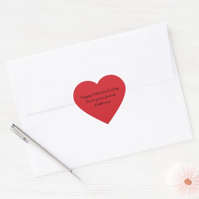 Cute red heart script Valentine's day classroom Sticker (Envelope)