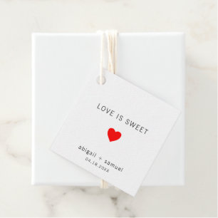Cute Red Heart Simple Modern Wedding Favour Tags