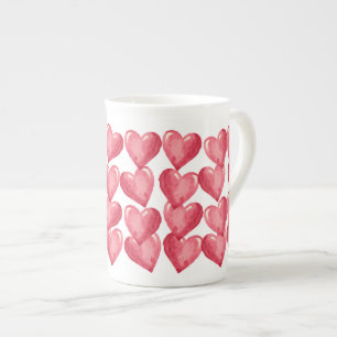 Cute Red Heart Valentines Day Gift Bone China Mug