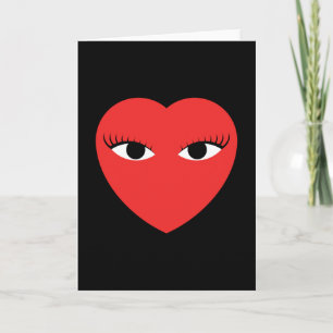 Cute Red Heart with Eyes Card
