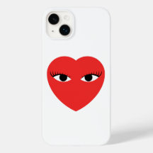 Cute Red Heart with Eyes on white iPhone Case