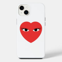 Cute Red Heart with Eyes on white iPhone Case