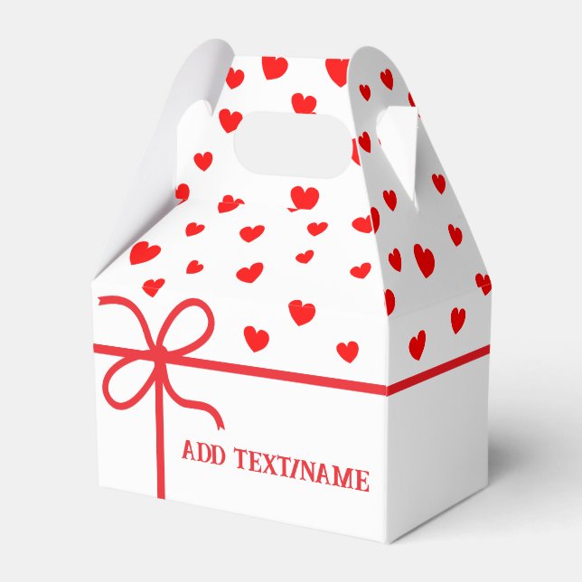 Cute Red Hearts And Ribbon Custom   Favour Box (Front Side)