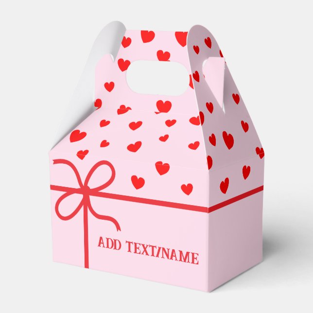 Cute Red Hearts And Ribbon Custom   Favour Box (Front Side)