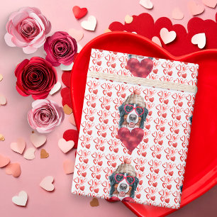Cute Red Hearts Bernese Dog Lover Valentine's Gift Wrapping Paper
