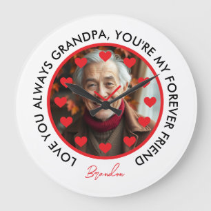 Cute Red Hearts Clock Love Grandparents Photo