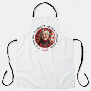 Cute Red Hearts Clock Love Grandparents Photo Apron