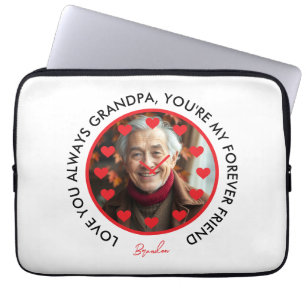 Cute Red Hearts Clock Love Grandparents Photo Laptop Sleeve