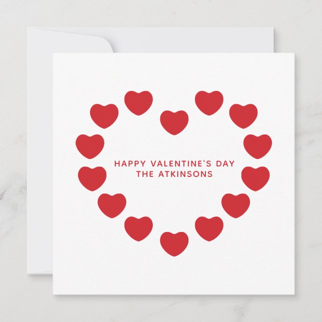 Cute red hearts modern custom Valentine's Day Card (Front)