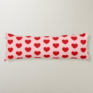 Cute Red Hearts On Pink Pattern Body Cushion
