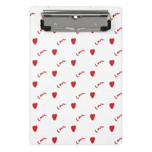 Cute Red Hearts on White Background   Valentine Mini Clipboard