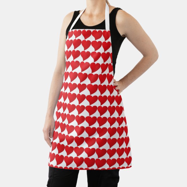 Cute red hearts pattern modern girly chic apron (Insitu)