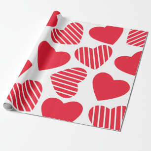 Cute Red Hearts Pattern On White Wrapping Paper