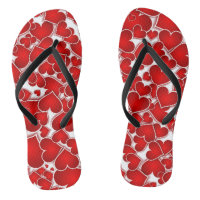 cute red hearts pattern Pair of Flip Flops