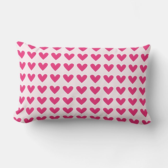 Cute Red Hearts Pattern Pink Valentine's Day Gifts Lumbar Cushion (Front)