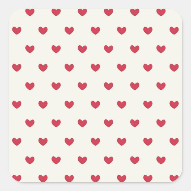 Cute Red Hearts Pattern Square Sticker (Front)