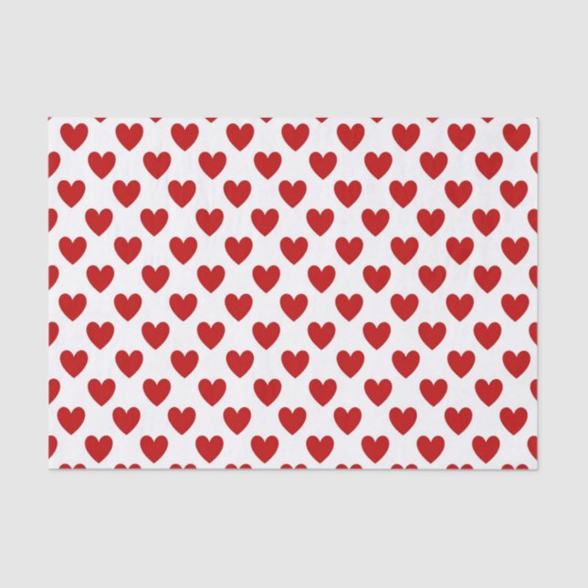 Cute Red Hearts Pattern Tissue Paper (Front)