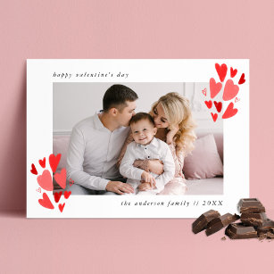 Cute Red Hearts Photo Valentine's Day Holiday Card