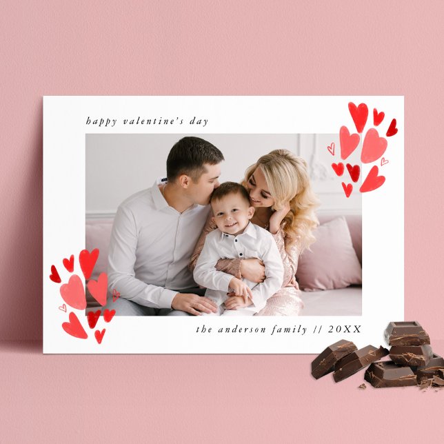 Cute Red Hearts Photo Valentine's Day Holiday Card (Creator Uploaded)