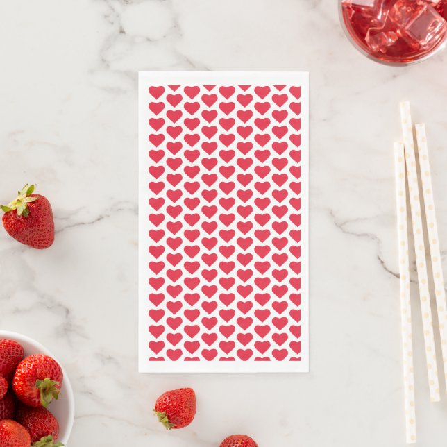 ❤️ Cute Red Hearts Pink Napkin (Insitu)