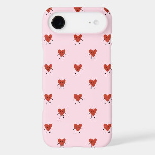 Cute Red Hearts Seamless Love Pattern on Pink