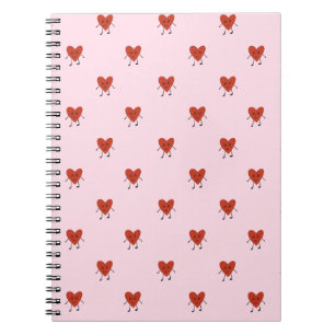 Cute Red Hearts Seamless Love Pattern on Pink Notebook