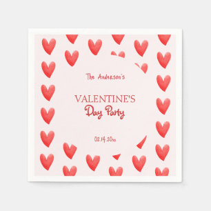 Cute Red Hearts Valentine's Day Party Napkin