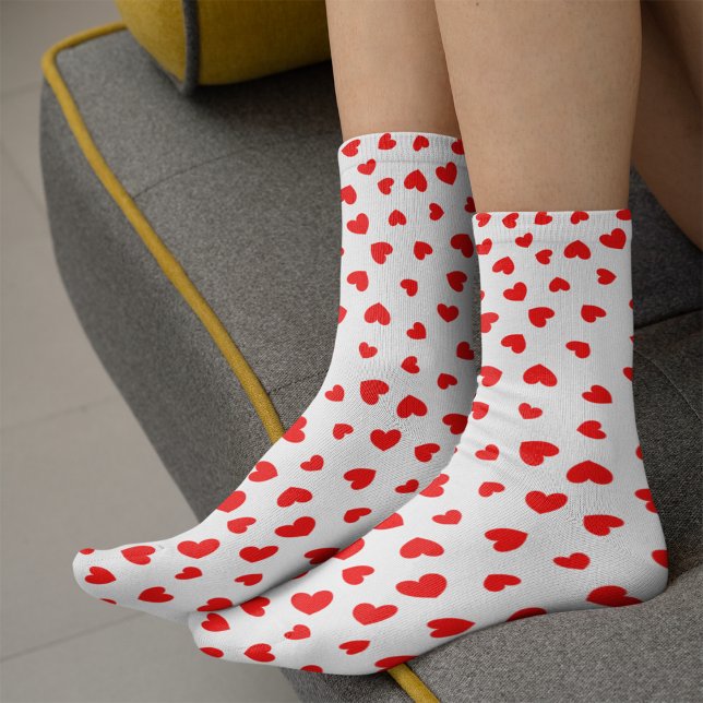 Cute Red Hearts Valentines Day Socks (Creator Uploaded)