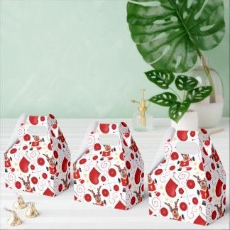 Cute Red Holiday Christmas Reindeer Favour Box