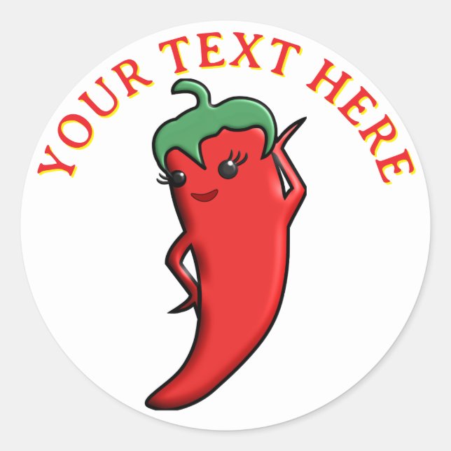 Cute Red Hot Pepper Kawaii Custom Classic Round Sticker (Front)