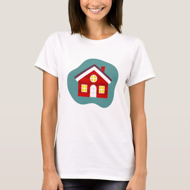 Cute red house T-Shirt (Front)