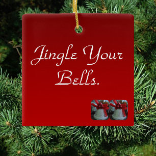 Cute Red Jingle Bells Ceramic Ornament