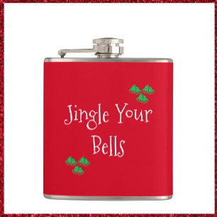 Cute Red Jingle Bells Hip Flask