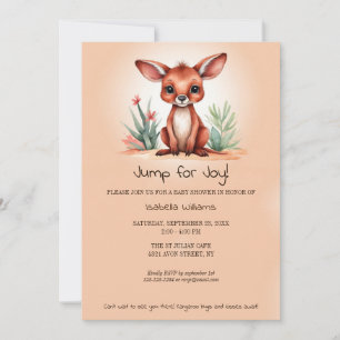 Cute Red Kangaroo Baby Shower Jump To Joy Invitation