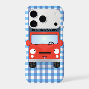 Cute red kawaii truck cartoon illustration