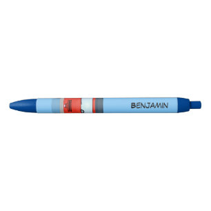 Cute red kawaii truck cartoon illustration black ink pen