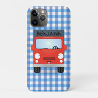 Cute red kawaii truck cartoon illustration