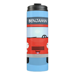 Cute red kawaii truck cartoon illustration thermal tumbler