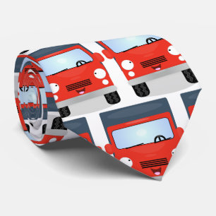 Cute red kawaii truck cartoon illustration tie