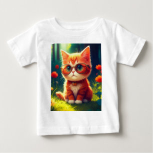 Cute Red Kitten Wearing Glasses-365478 Baby T-Shirt