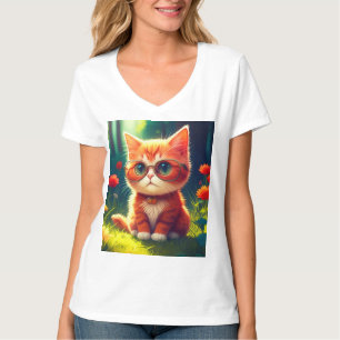 Cute Red Kitten Wearing Glasses-365478 T-Shirt