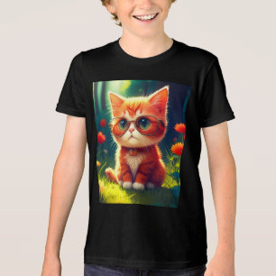 Cute Red Kitten Wearing Glasses-365478 Tri-Blend Shirt