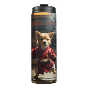 Cute Red Kung Fu Puppy Thermal Tumbler