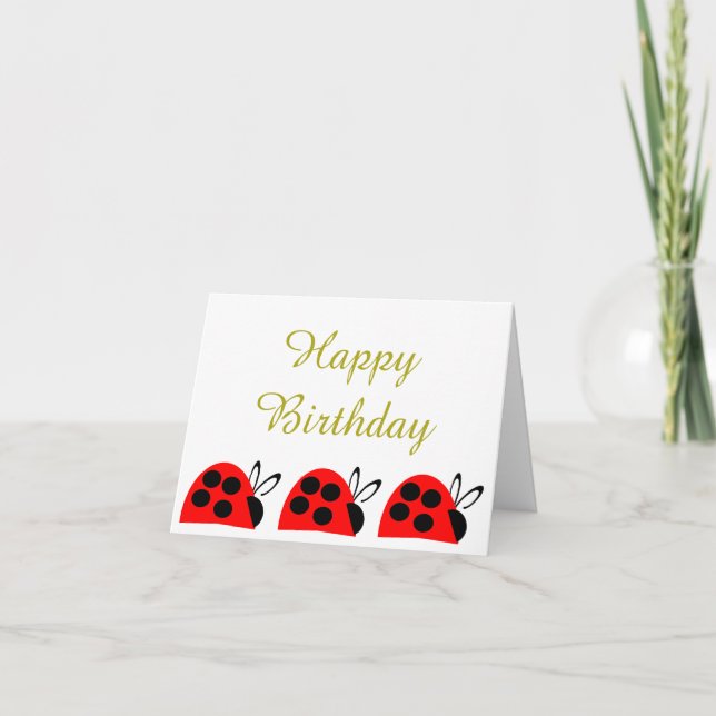 Cute Red Ladybug Birthday Card (Front)