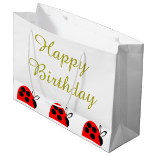 Cute Red Ladybug Birthday Large Gift Bag