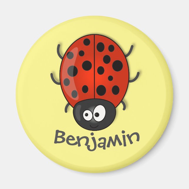 Cute red ladybug cartoon illustration magnet (Front)