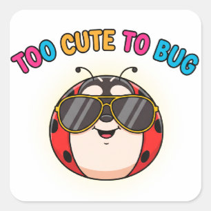 Cute Red Ladybug Character Square Sticker