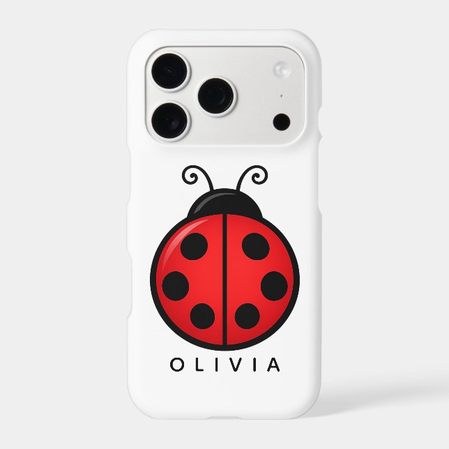 Cute Red Ladybug Custom Name Graphic Art (Back)