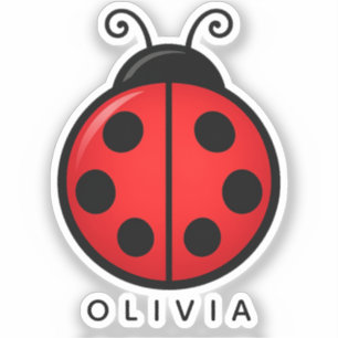 Cute Red Ladybug Custom Name Graphic Art