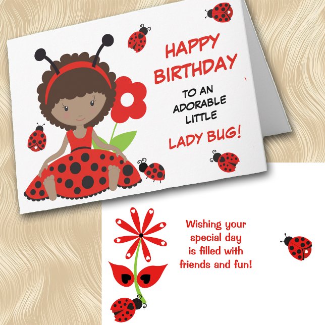 Cute Red Ladybug Girl Birthday Card (Creator Uploaded)